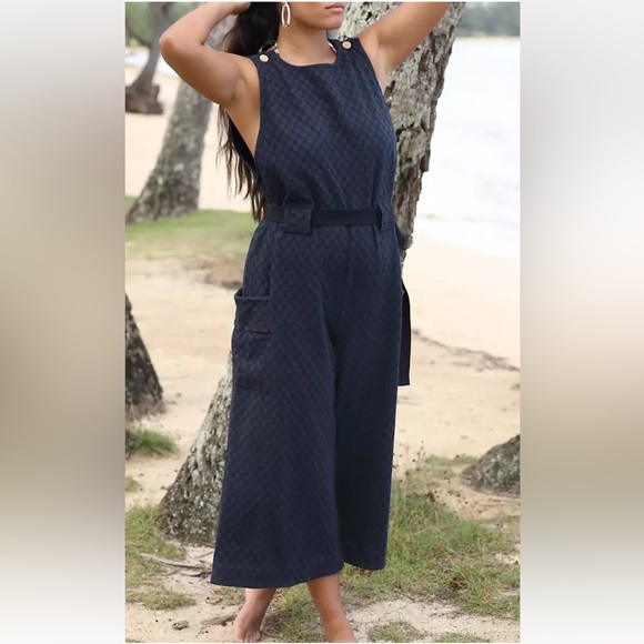 Free People She's A Catch Wide Leg Cropped Jumpsuit In Black Size XL - Picture 1 of 12